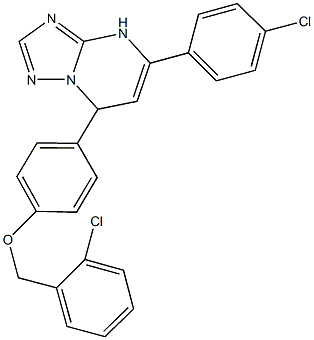 2-chlorobenzyl 4-[5-(4-chlorophenyl)-4,7-dihydro[1,2,4]triazolo[1,5-a]pyrimidin-7-yl]phenyl ether Struktur