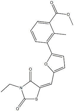 methyl 3-{5-[(3-ethyl-2,4-dioxo-1,3-thiazolidin-5-ylidene)methyl]-2-furyl}-2-methylbenzoate Struktur