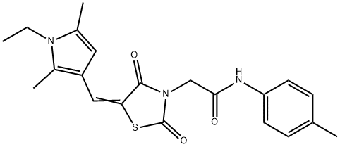 2-{5-[(1-ethyl-2,5-dimethyl-1H-pyrrol-3-yl)methylene]-2,4-dioxo-1,3-thiazolidin-3-yl}-N-(4-methylphenyl)acetamide Struktur