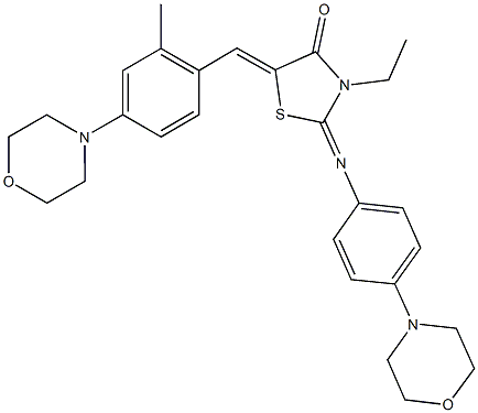 3-ethyl-5-[2-methyl-4-(4-morpholinyl)benzylidene]-2-{[4-(4-morpholinyl)phenyl]imino}-1,3-thiazolidin-4-one Struktur