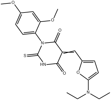 5-{[5-(diethylamino)-2-furyl]methylene}-1-(2,4-dimethoxyphenyl)-2-thioxodihydro-4,6(1H,5H)-pyrimidinedione Struktur