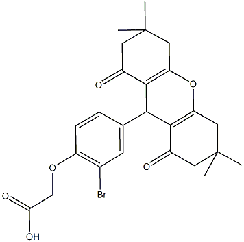 [2-bromo-4-(3,3,6,6-tetramethyl-1,8-dioxo-2,3,4,5,6,7,8,9-octahydro-1H-xanthen-9-yl)phenoxy]acetic acid Struktur