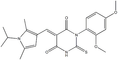 1-(2,4-dimethoxyphenyl)-5-[(1-isopropyl-2,5-dimethyl-1H-pyrrol-3-yl)methylene]-2-thioxodihydro-4,6(1H,5H)-pyrimidinedione Struktur