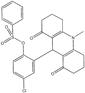 4-chloro-2-(10-methyl-1,8-dioxo-1,2,3,4,5,6,7,8,9,10-decahydro-9-acridinyl)phenyl benzenesulfonate Struktur