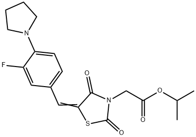 isopropyl {5-[3-fluoro-4-(1-pyrrolidinyl)benzylidene]-2,4-dioxo-1,3-thiazolidin-3-yl}acetate Struktur