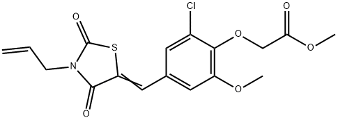 methyl {4-[(3-allyl-2,4-dioxo-1,3-thiazolidin-5-ylidene)methyl]-2-chloro-6-methoxyphenoxy}acetate Struktur