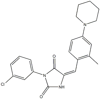 3-(3-chlorophenyl)-5-[2-methyl-4-(1-piperidinyl)benzylidene]-2,4-imidazolidinedione Struktur