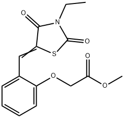 methyl {2-[(3-ethyl-2,4-dioxo-1,3-thiazolidin-5-ylidene)methyl]phenoxy}acetate Struktur