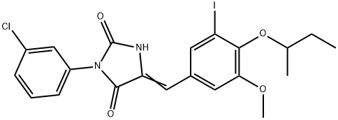 5-(4-sec-butoxy-3-iodo-5-methoxybenzylidene)-3-(3-chlorophenyl)-2,4-imidazolidinedione Struktur