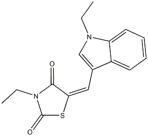 3-ethyl-5-[(1-ethyl-1H-indol-3-yl)methylene]-1,3-thiazolidine-2,4-dione Struktur