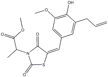 methyl 2-[5-(3-allyl-4-hydroxy-5-methoxybenzylidene)-2,4-dioxo-1,3-thiazolidin-3-yl]propanoate Struktur