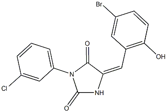 5-(5-bromo-2-hydroxybenzylidene)-3-(3-chlorophenyl)-2,4-imidazolidinedione Struktur