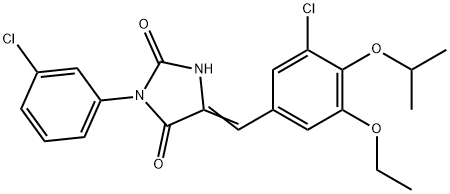 5-(3-chloro-5-ethoxy-4-isopropoxybenzylidene)-3-(3-chlorophenyl)-2,4-imidazolidinedione Struktur