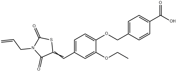 4-({4-[(3-allyl-2,4-dioxo-1,3-thiazolidin-5-ylidene)methyl]-2-ethoxyphenoxy}methyl)benzoic acid Struktur