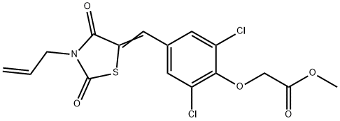 methyl {4-[(3-allyl-2,4-dioxo-1,3-thiazolidin-5-ylidene)methyl]-2,6-dichlorophenoxy}acetate Struktur