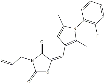 3-allyl-5-{[1-(2-fluorophenyl)-2,5-dimethyl-1H-pyrrol-3-yl]methylene}-1,3-thiazolidine-2,4-dione Struktur