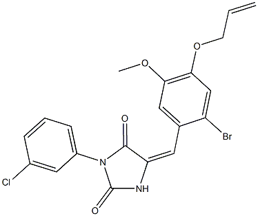 5-[4-(allyloxy)-2-bromo-5-methoxybenzylidene]-3-(3-chlorophenyl)-2,4-imidazolidinedione Struktur