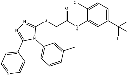 N-[2-chloro-5-(trifluoromethyl)phenyl]-2-{[4-(3-methylphenyl)-5-(4-pyridinyl)-4H-1,2,4-triazol-3-yl]sulfanyl}acetamide Struktur