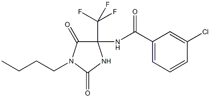 N-[1-butyl-2,5-dioxo-4-(trifluoromethyl)-4-imidazolidinyl]-3-chlorobenzamide Struktur