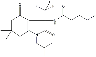 N-[1-isobutyl-6,6-dimethyl-2,4-dioxo-3-(trifluoromethyl)-2,3,4,5,6,7-hexahydro-1H-indol-3-yl]pentanamide Struktur