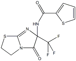 N-[5-oxo-6-(trifluoromethyl)-2,3,5,6-tetrahydroimidazo[2,1-b][1,3]thiazol-6-yl]-2-thiophenecarboxamide Struktur