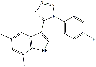 3-[1-(4-fluorophenyl)-1H-tetraazol-5-yl]-5,7-dimethyl-1H-indole Struktur