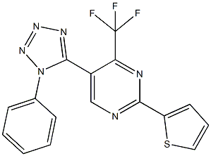 5-(1-phenyl-1H-tetraazol-5-yl)-2-(2-thienyl)-4-(trifluoromethyl)pyrimidine Struktur