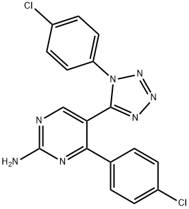 4-(4-chlorophenyl)-5-[1-(4-chlorophenyl)-1H-tetraazol-5-yl]-2-pyrimidinylamine Struktur