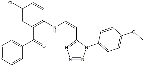 [5-chloro-2-({2-[1-(4-methoxyphenyl)-1H-tetraazol-5-yl]vinyl}amino)phenyl](phenyl)methanone Struktur