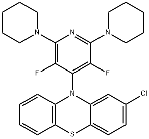 2-chloro-10-[3,5-difluoro-2,6-di(1-piperidinyl)-4-pyridinyl]-10H-phenothiazine Struktur