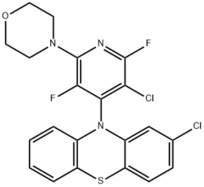 2-chloro-10-[3-chloro-2,5-difluoro-6-(4-morpholinyl)-4-pyridinyl]-10H-phenothiazine Struktur