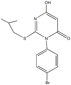 3-(4-bromophenyl)-6-hydroxy-2-(isobutylsulfanyl)pyrimidin-4(3H)-one Struktur