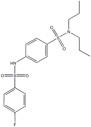 4-{[(4-fluorophenyl)sulfonyl]amino}-N,N-dipropylbenzenesulfonamide Struktur