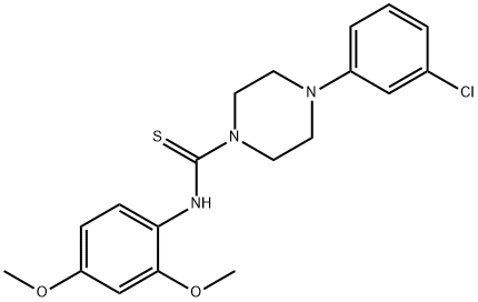 4-(3-chlorophenyl)-N-(2,4-dimethoxyphenyl)piperazine-1-carbothioamide Struktur