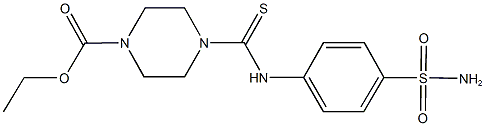 ethyl 4-{[4-(aminosulfonyl)anilino]carbothioyl}-1-piperazinecarboxylate Struktur