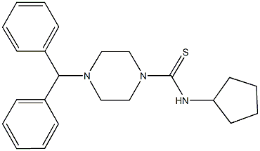 4-benzhydryl-N-cyclopentyl-1-piperazinecarbothioamide Struktur