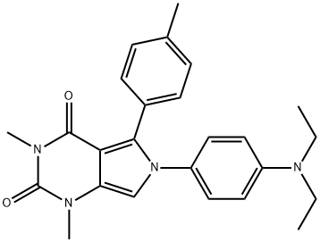 6-[4-(diethylamino)phenyl]-1,3-dimethyl-5-(4-methylphenyl)-1H-pyrrolo[3,4-d]pyrimidine-2,4(3H,6H)-dione Struktur