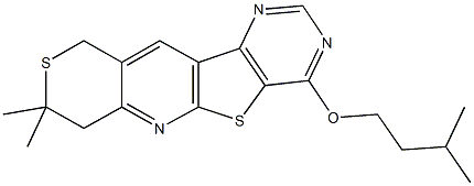 8,8-dimethyl-7,10-dihydro-8H-thiopyrano[3'',4'':5',6']pyrido[3',2':4,5]thieno[3,2-d]pyrimidin-4-yl isopentyl ether Struktur