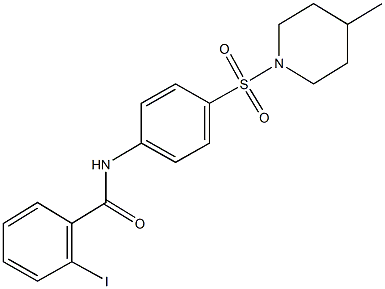 2-iodo-N-{4-[(4-methyl-1-piperidinyl)sulfonyl]phenyl}benzamide Struktur