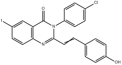 3-(4-chlorophenyl)-2-[2-(4-hydroxyphenyl)vinyl]-6-iodo-4(3H)-quinazolinone Struktur