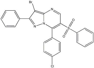 3-bromo-7-(4-chlorophenyl)-2-phenyl-6-(phenylsulfonyl)pyrazolo[1,5-a]pyrimidine Struktur