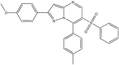 2-(4-methoxyphenyl)-7-(4-methylphenyl)pyrazolo[1,5-a]pyrimidin-6-yl phenyl sulfone Struktur