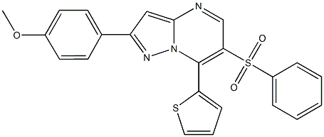 2-(4-methoxyphenyl)-7-(2-thienyl)pyrazolo[1,5-a]pyrimidin-6-yl phenyl sulfone Struktur