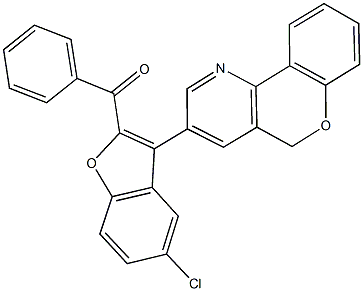 [5-chloro-3-(5H-chromeno[4,3-b]pyridin-3-yl)-1-benzofuran-2-yl](phenyl)methanone Struktur