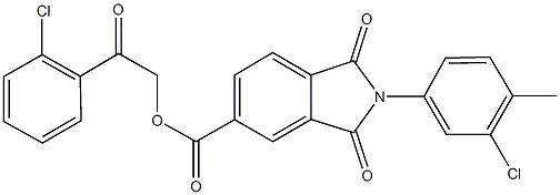 2-(2-chlorophenyl)-2-oxoethyl 2-(3-chloro-4-methylphenyl)-1,3-dioxo-5-isoindolinecarboxylate Struktur