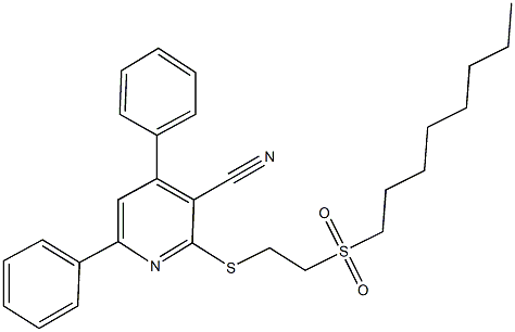 2-{[2-(octylsulfonyl)ethyl]sulfanyl}-4,6-diphenylnicotinonitrile Struktur