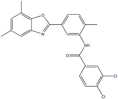 3,4-dichloro-N-[5-(5,7-dimethyl-1,3-benzoxazol-2-yl)-2-methylphenyl]benzamide Struktur