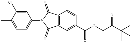 3,3-dimethyl-2-oxobutyl 2-(3-chloro-4-methylphenyl)-1,3-dioxo-5-isoindolinecarboxylate Struktur