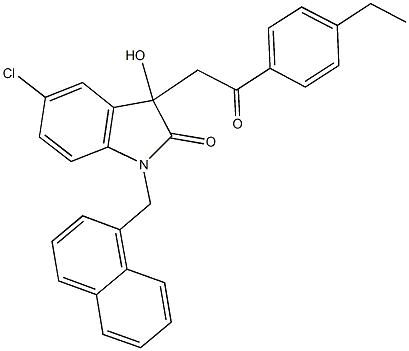 5-chloro-3-[2-(4-ethylphenyl)-2-oxoethyl]-3-hydroxy-1-(1-naphthylmethyl)-1,3-dihydro-2H-indol-2-one Struktur