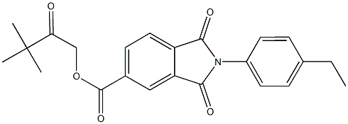 3,3-dimethyl-2-oxobutyl 2-(4-ethylphenyl)-1,3-dioxo-5-isoindolinecarboxylate Struktur